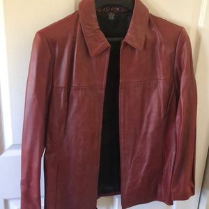 Ladies large. Genuine leather. Red zip up jacket.